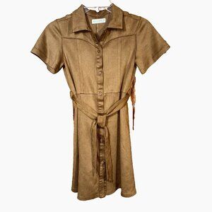 Zara Girls Faux Suede Belted Shirt Dress Size 11-12 • Boho Chic Western-inspired